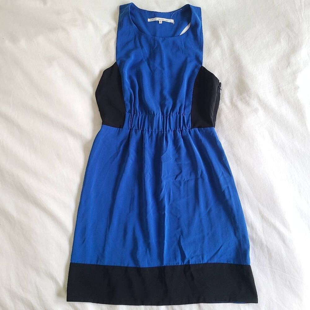 Rachel Roy Mini A-Line Dress‎ Womens 10 Blue Sleeveless Scoop Neck Party Wear